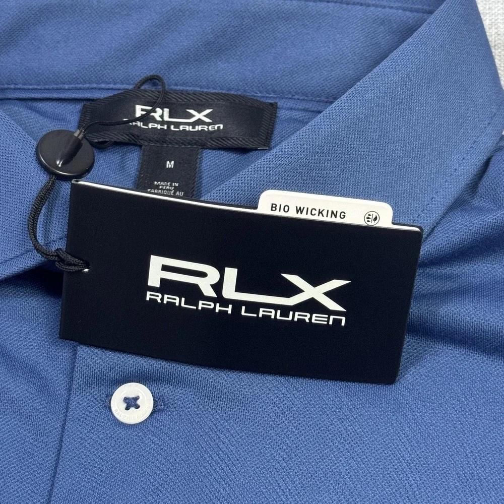 RLX Ralph Lauren Polo Shirt Mens M Blue Short Sleeve Polyester Moisture Wicking - Picture 4 of 13